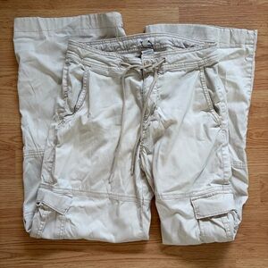 Garage cream cloth cargo pants with drawstring